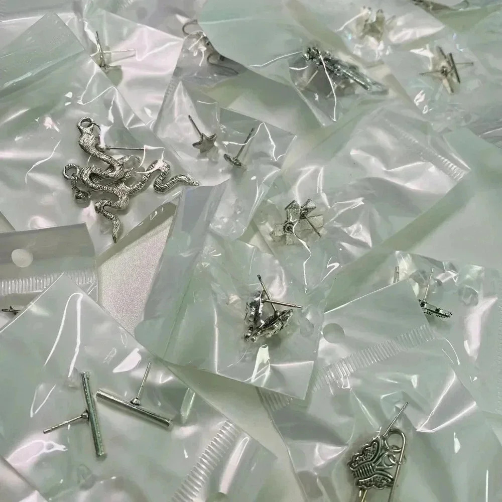 5 Pairs Random Mystery Silver Tone Earrings NEW